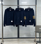 Navy Cotton Bar Stripe Pullover - Men's