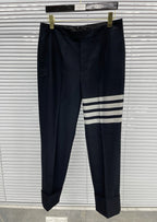 Grey Cotton Striped Leg Joggers - Men's