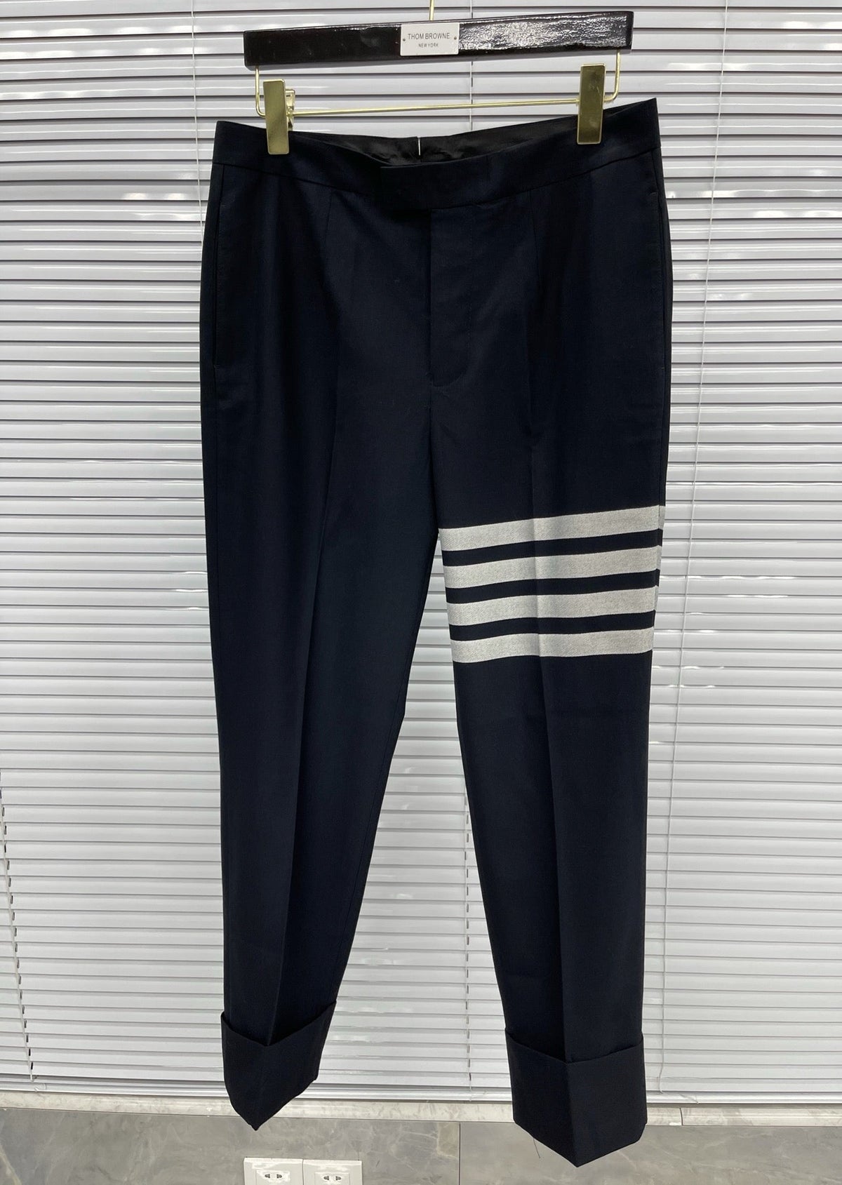 Grey Cotton Striped Leg Joggers - Men's