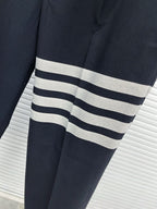 Grey Cotton Striped Leg Joggers - Men's