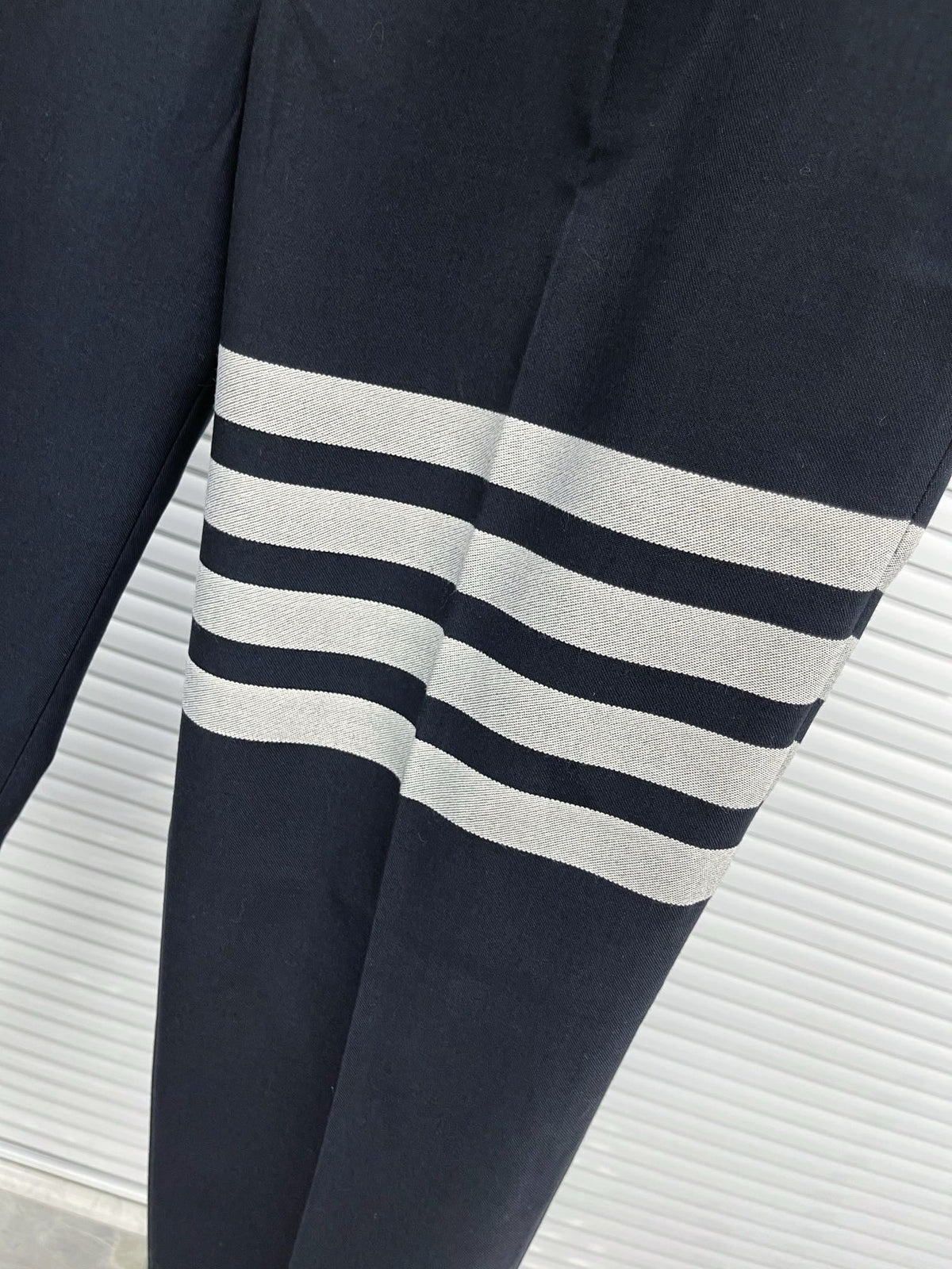 Grey Cotton Striped Leg Joggers - Men's