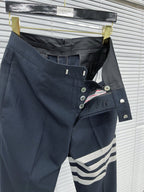 Grey Cotton Striped Leg Joggers - Men's