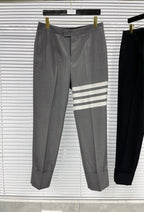 Grey Cotton Striped Leg Joggers - Men's