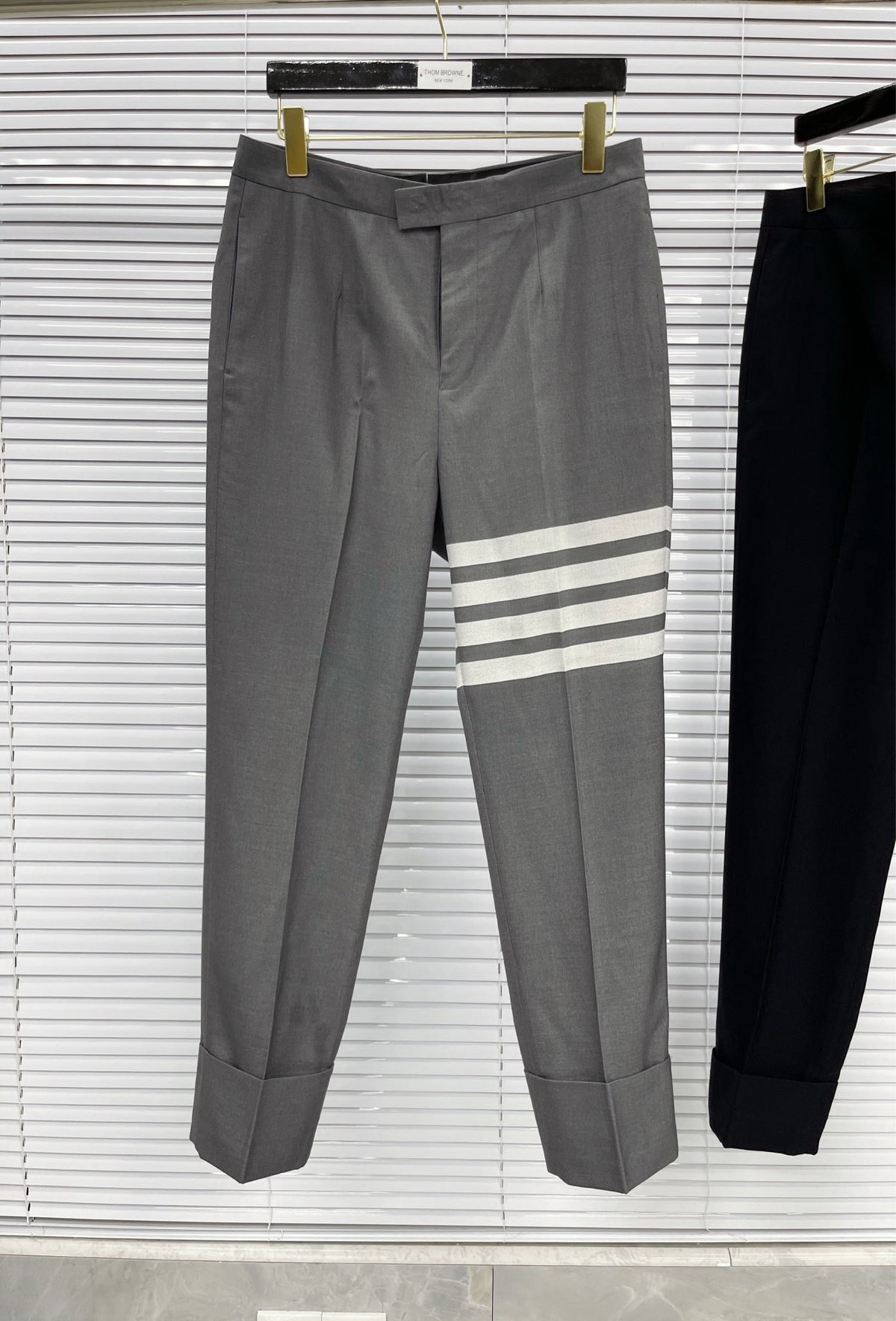 Grey Cotton Striped Leg Joggers - Men's