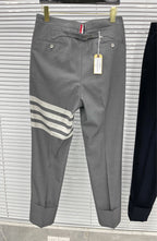 Grey Cotton Striped Leg Joggers - Men's