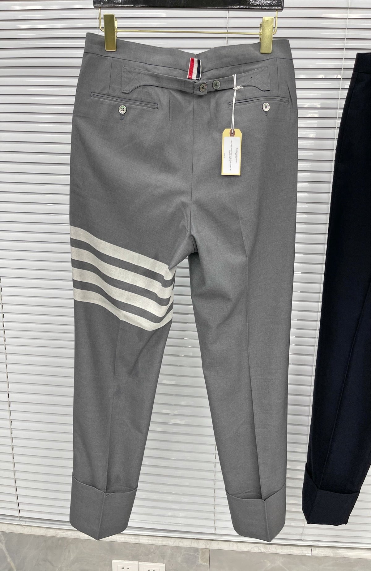 Grey Cotton Striped Leg Joggers - Men's