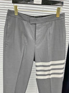 Grey Cotton Striped Leg Joggers - Men's