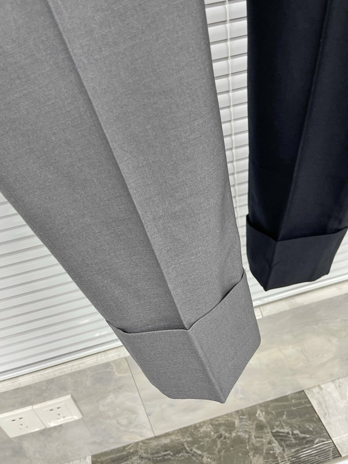 Grey Cotton Striped Leg Joggers - Men's