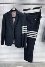 Grey Cotton Striped Leg Joggers - Men's
