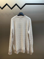 Cream Wool Textured Crewneck - Men's
