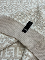 Cream Wool Textured Crewneck - Men's