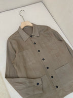 Khaki Suede Plain Overshirt - Men's