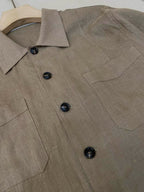 Khaki Suede Plain Overshirt - Men's