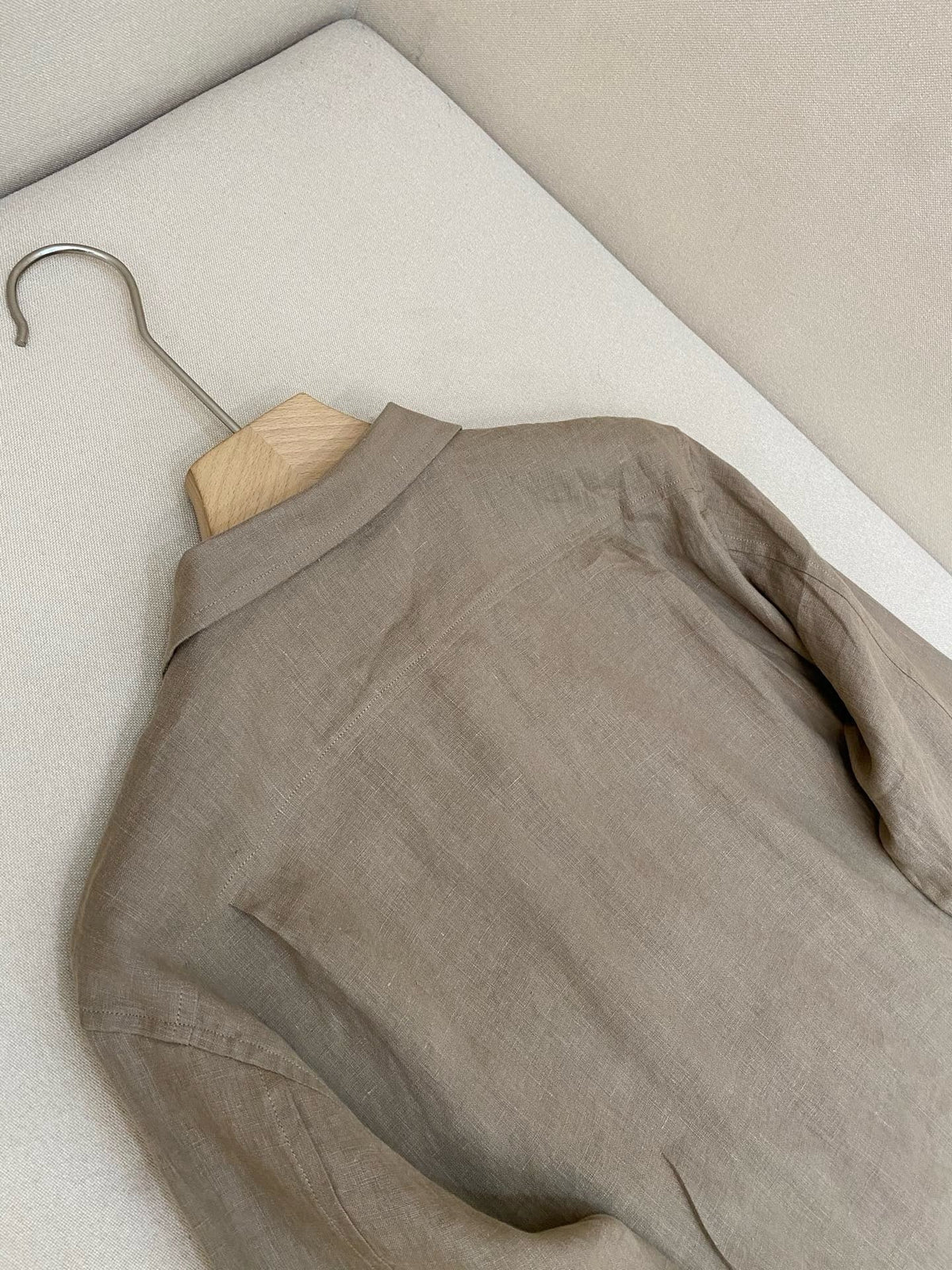 Khaki Suede Plain Overshirt - Men's