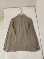Khaki Suede Plain Overshirt - Men's