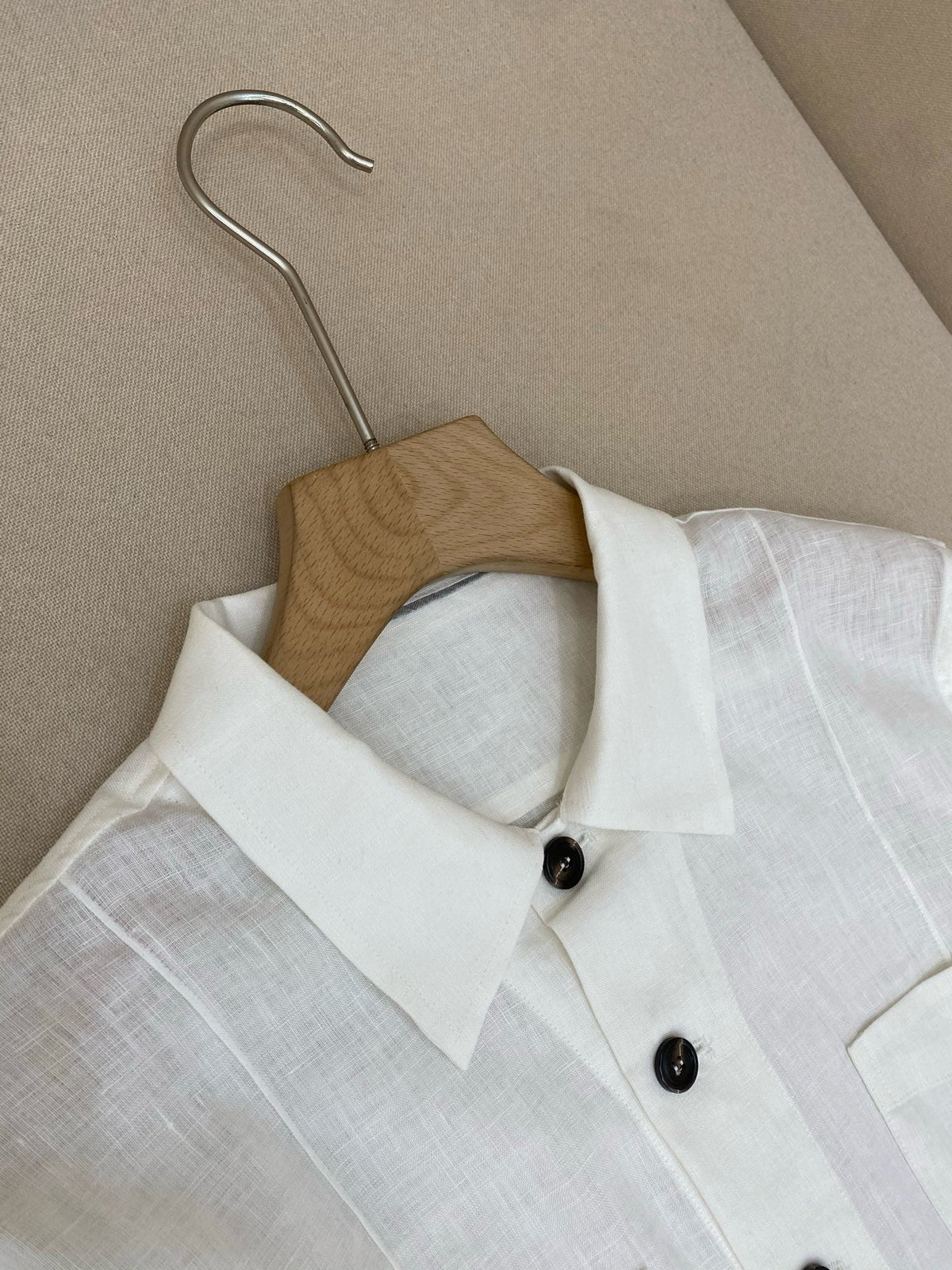 Khaki Suede Plain Overshirt - Men's