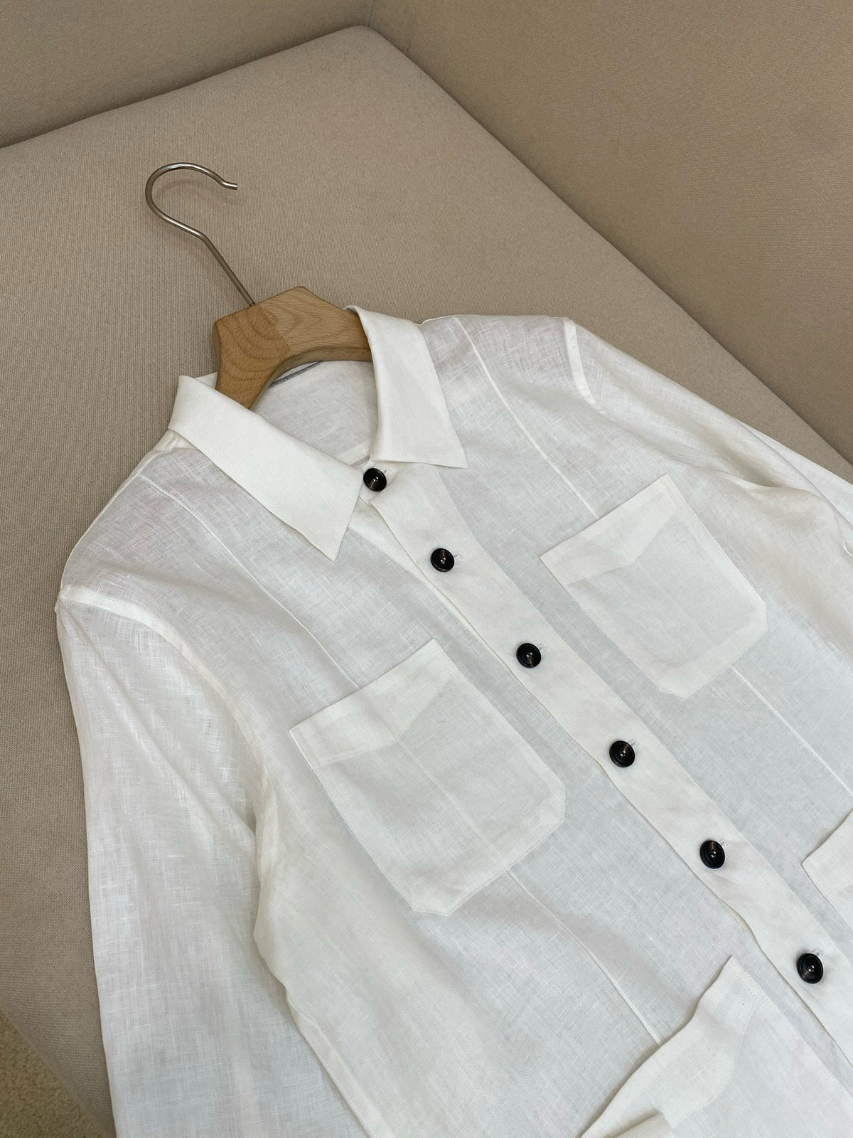 Khaki Suede Plain Overshirt - Men's