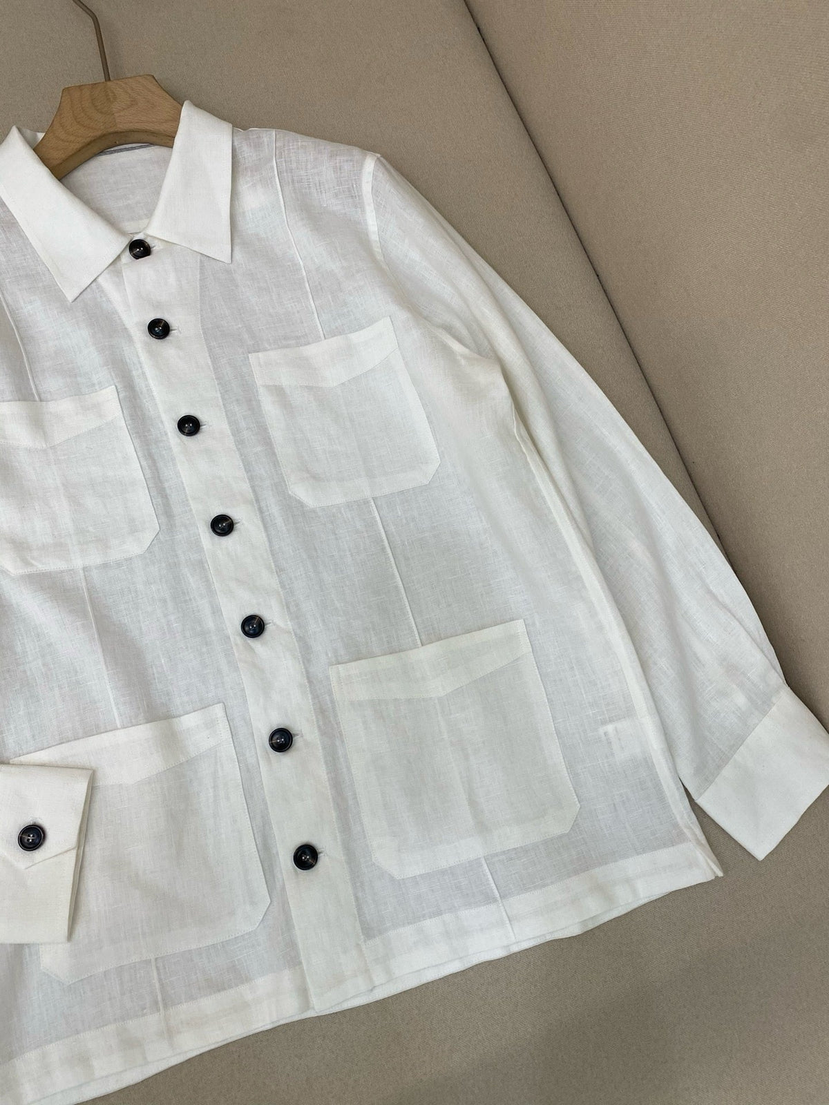 Khaki Suede Plain Overshirt - Men's
