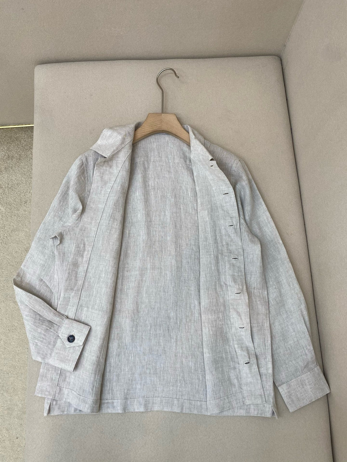 Khaki Suede Plain Overshirt - Men's