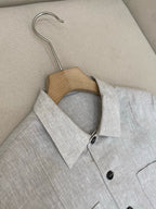 Khaki Suede Plain Overshirt - Men's