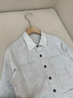 Khaki Suede Plain Overshirt - Men's