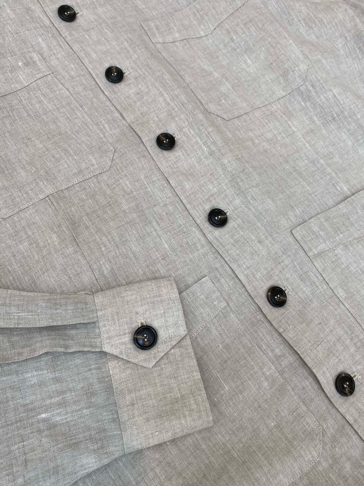 Khaki Suede Plain Overshirt - Men's
