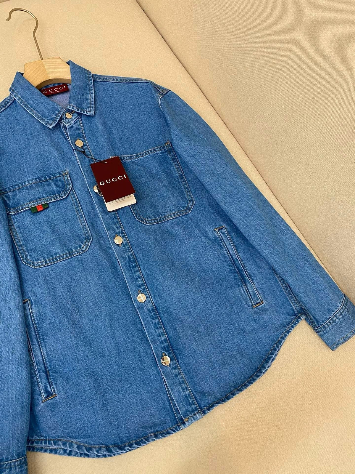 Blue Denim Plain Long-Sleeve - Men's