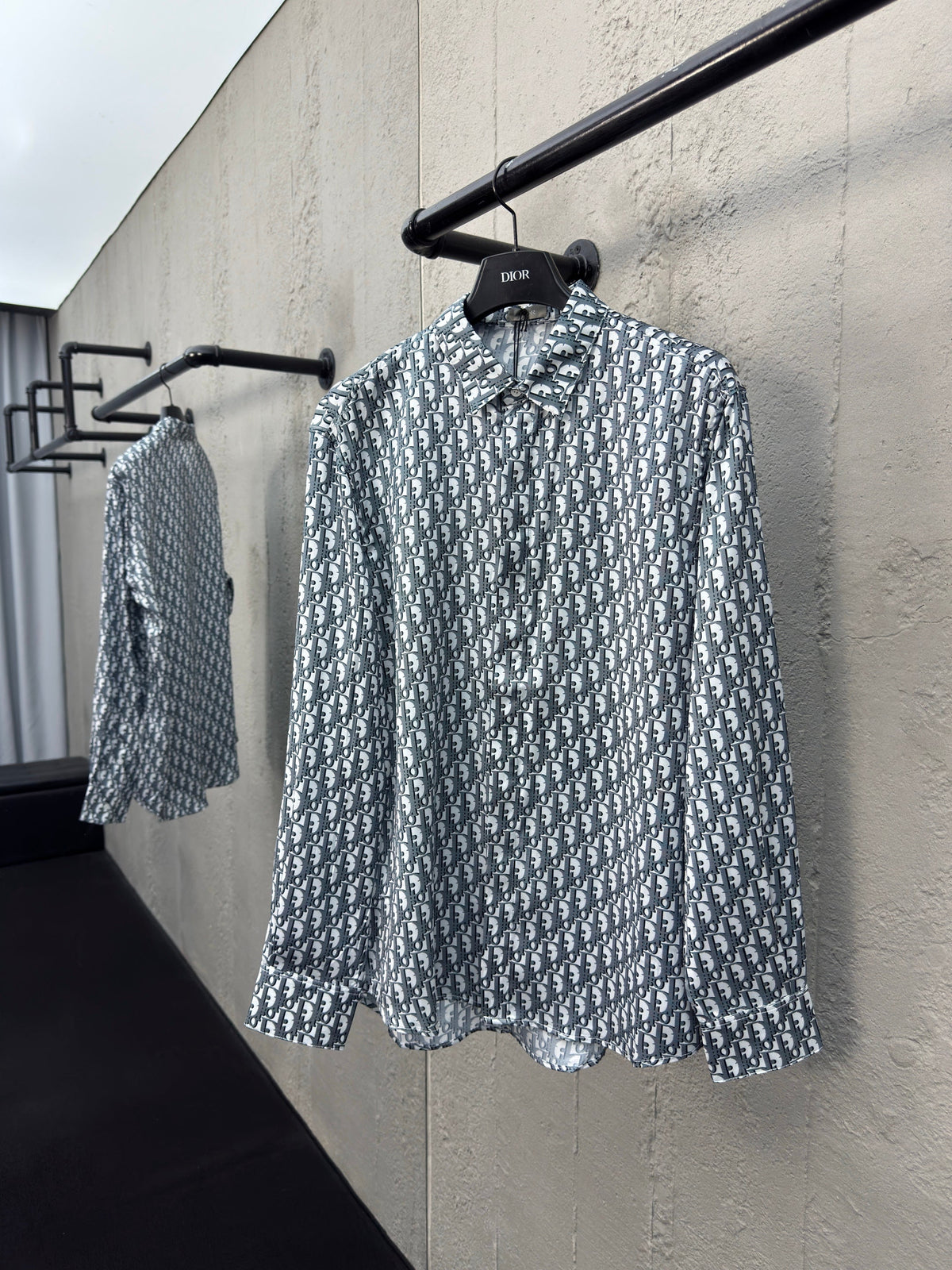 White Cotton Monogram Print Long-Sleeve - Men's