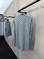 White Cotton Monogram Print Long-Sleeve - Men's