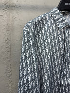 White Cotton Monogram Print Long-Sleeve - Men's