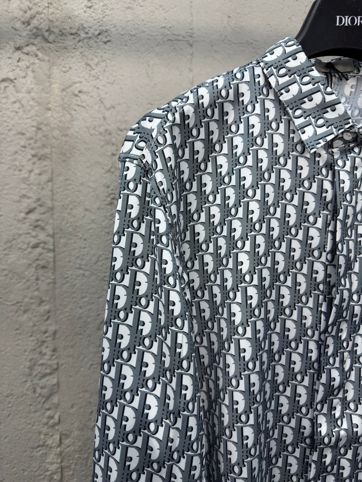 White Cotton Monogram Print Long-Sleeve - Men's