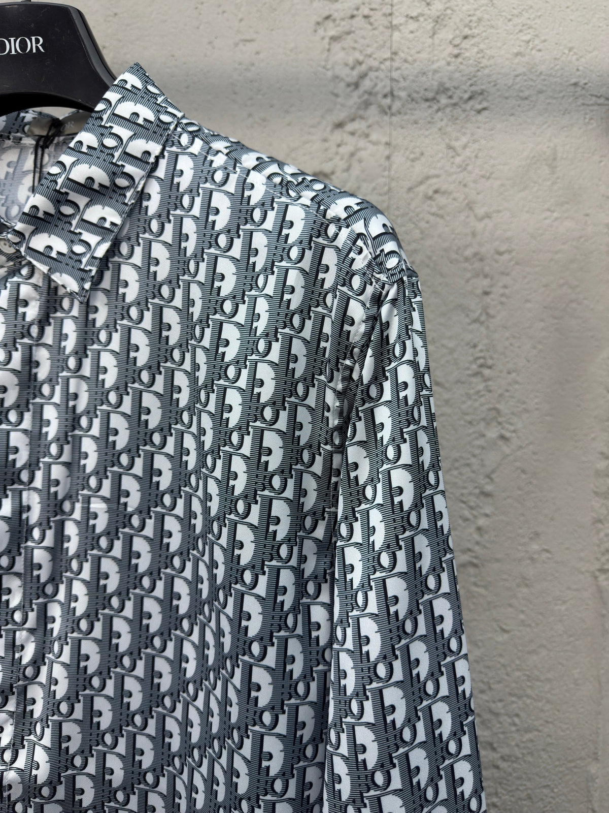 White Cotton Monogram Print Long-Sleeve - Men's