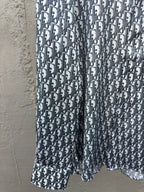 White Cotton Monogram Print Long-Sleeve - Men's