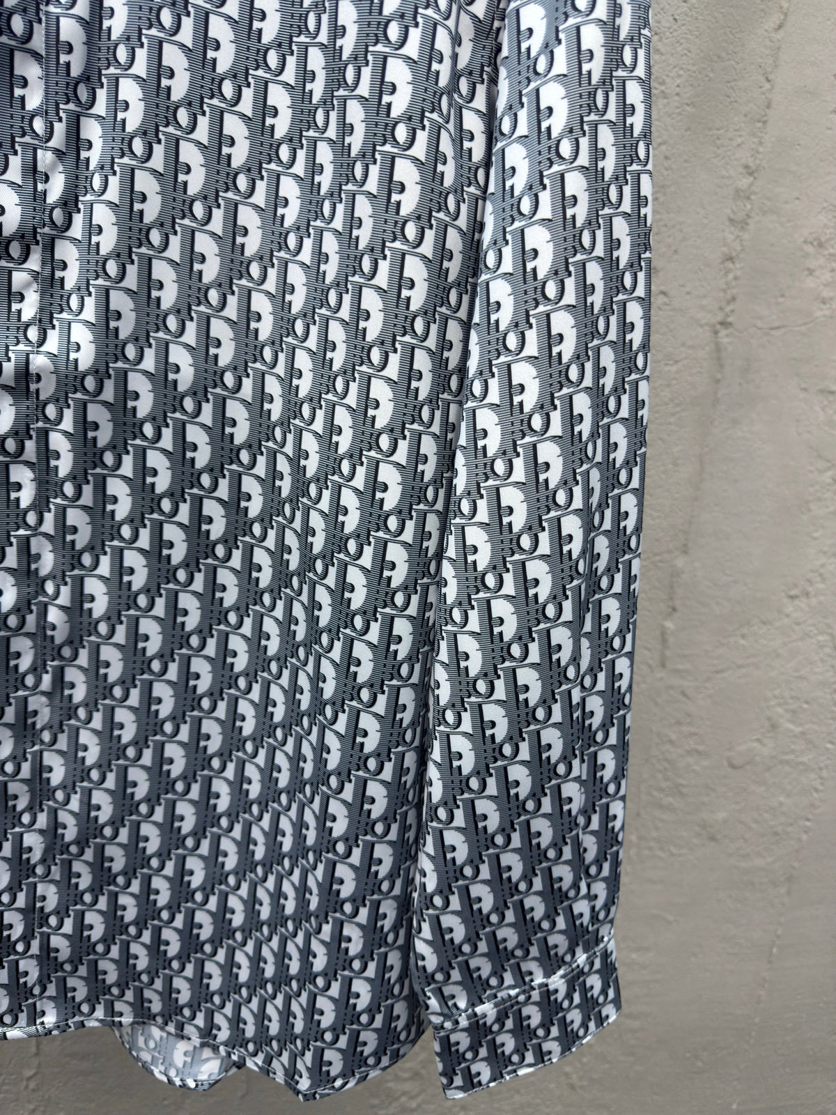 White Cotton Monogram Print Long-Sleeve - Men's