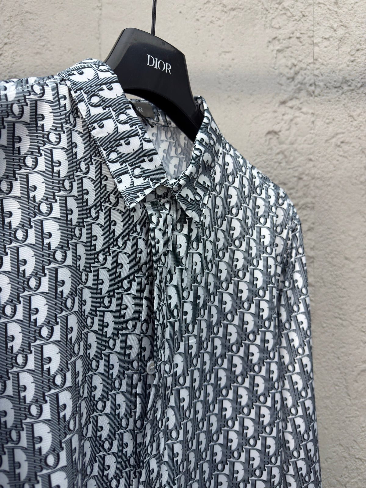 White Cotton Monogram Print Long-Sleeve - Men's