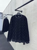 Navy Jacquard Monogram Crewneck - Men's