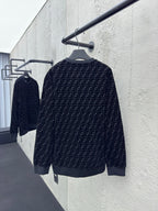 Navy Jacquard Monogram Crewneck - Men's