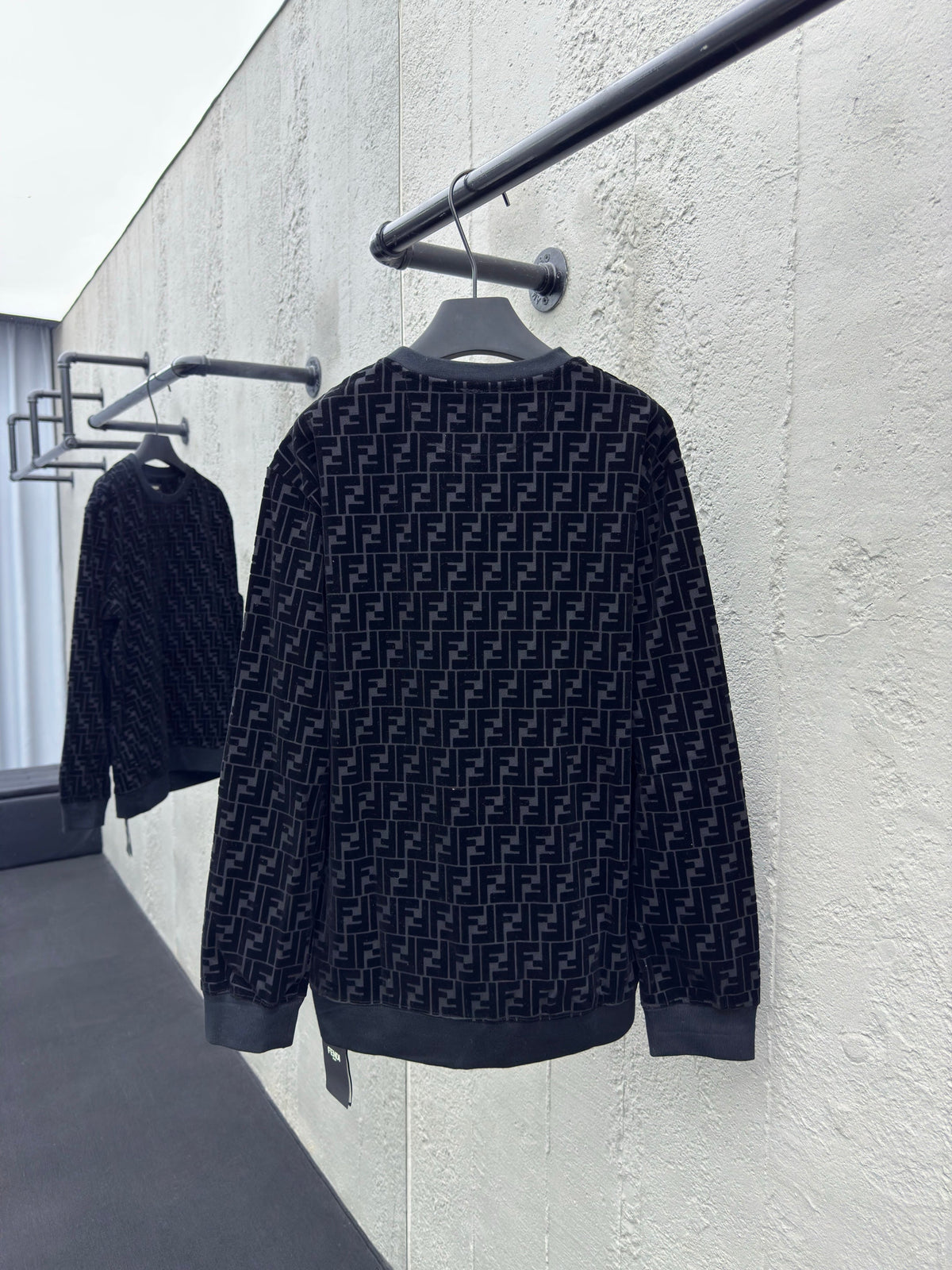 Navy Jacquard Monogram Crewneck - Men's