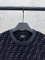 Navy Jacquard Monogram Crewneck - Men's