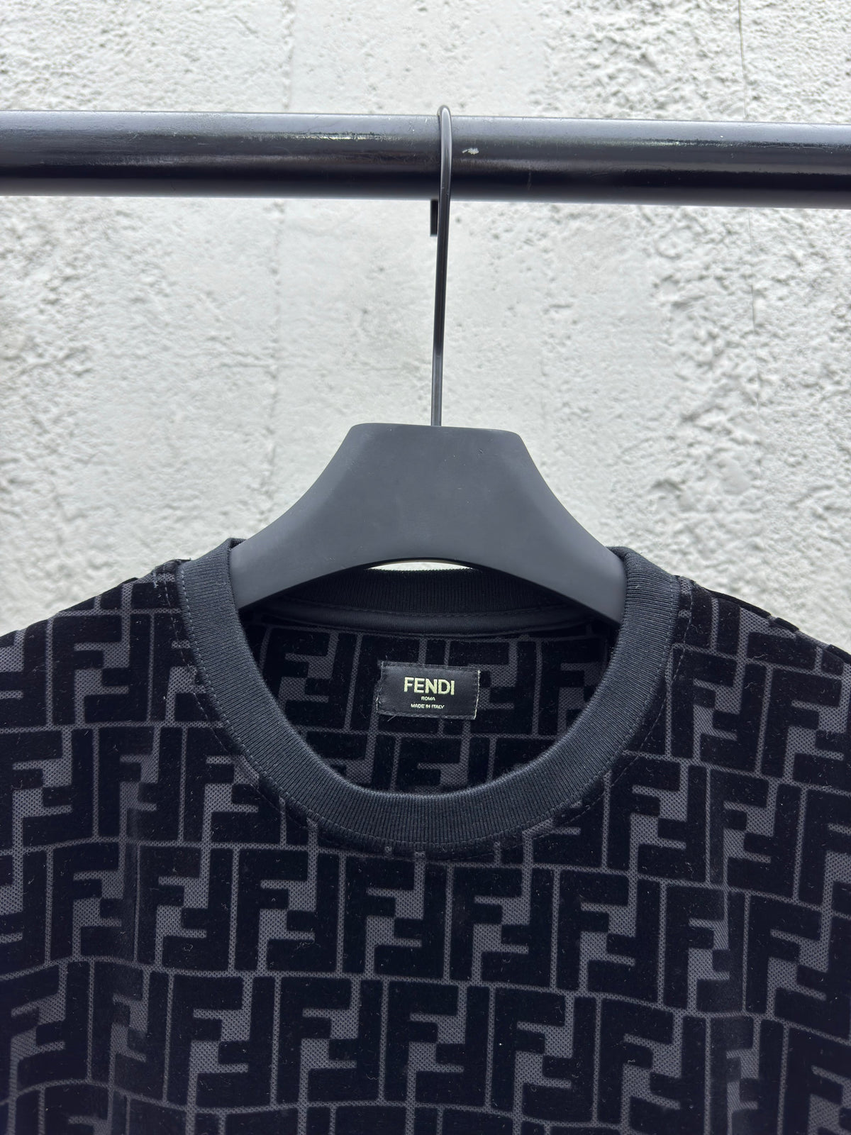 Navy Jacquard Monogram Crewneck - Men's