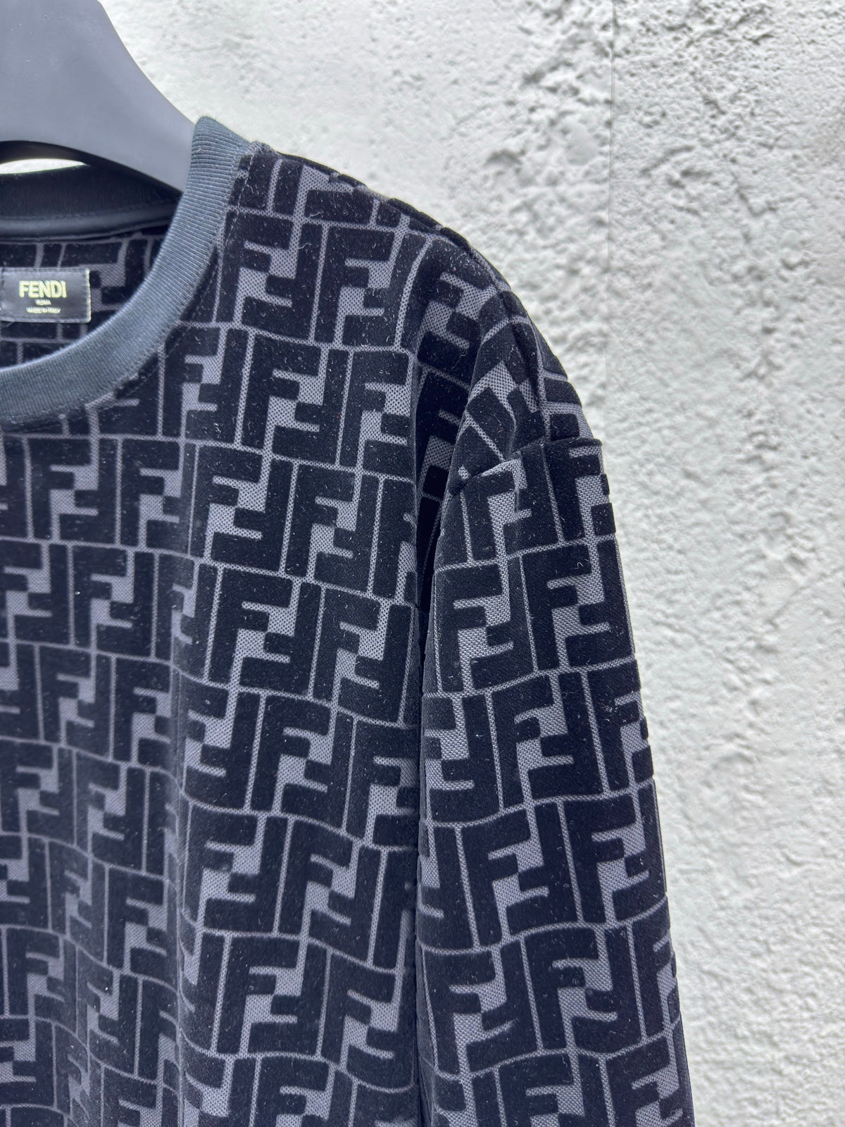 Navy Jacquard Monogram Crewneck - Men's