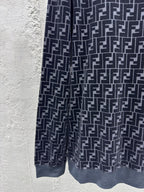 Navy Jacquard Monogram Crewneck - Men's