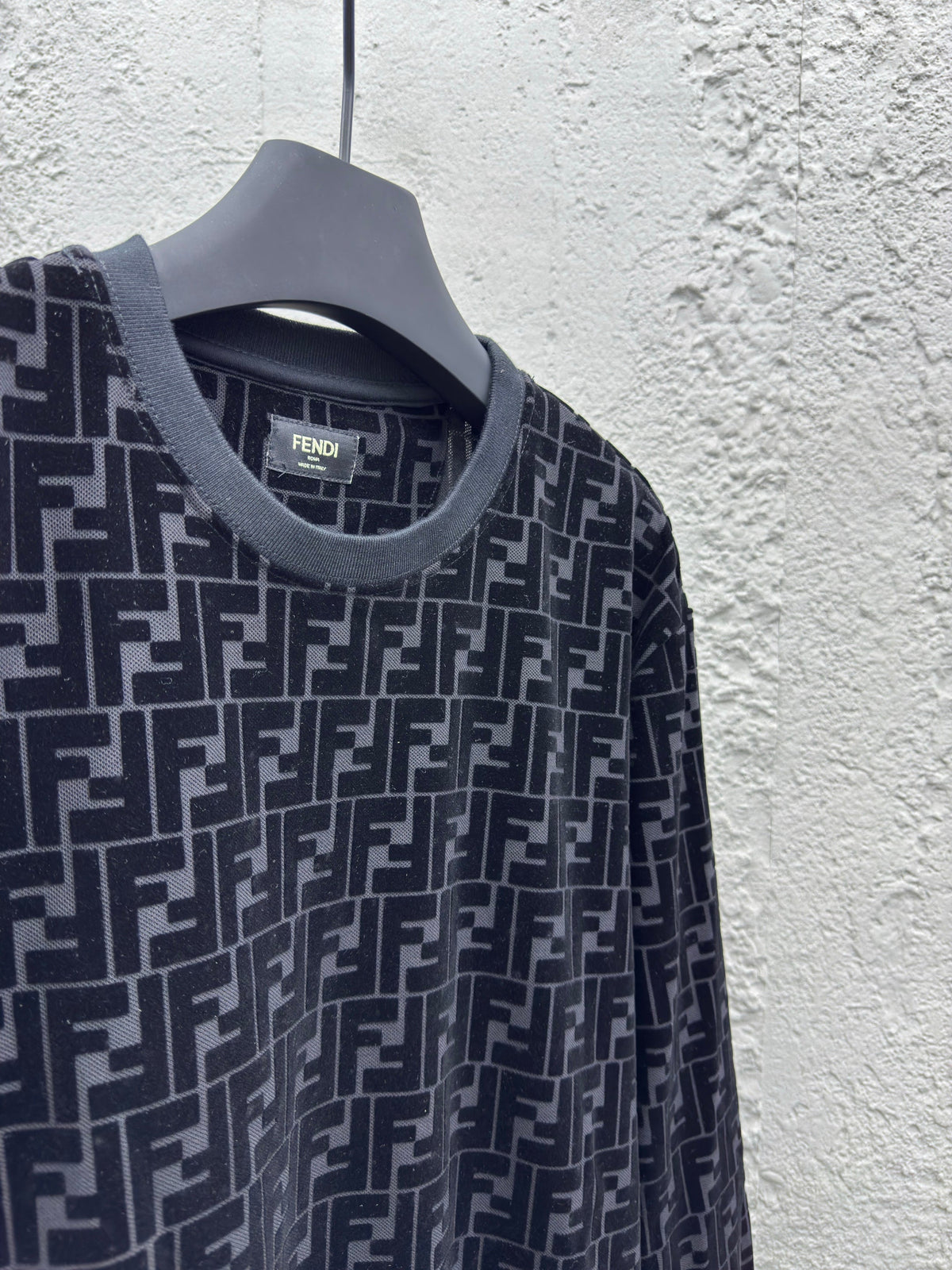 Navy Jacquard Monogram Crewneck - Men's