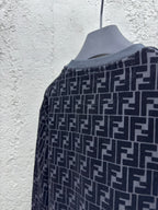 Navy Jacquard Monogram Crewneck - Men's