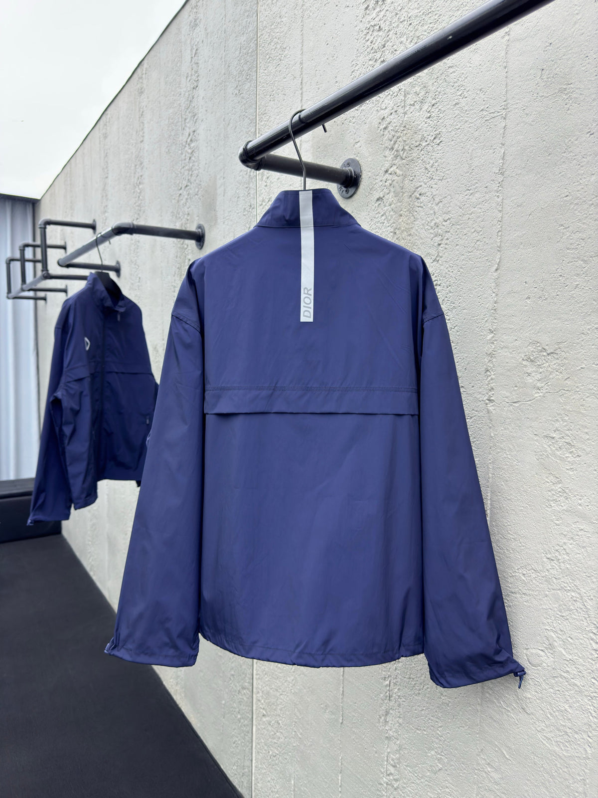 Blue Nylon Plain Blouson - Men's