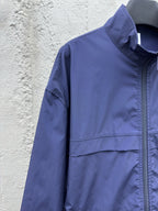 Blue Nylon Plain Blouson - Men's