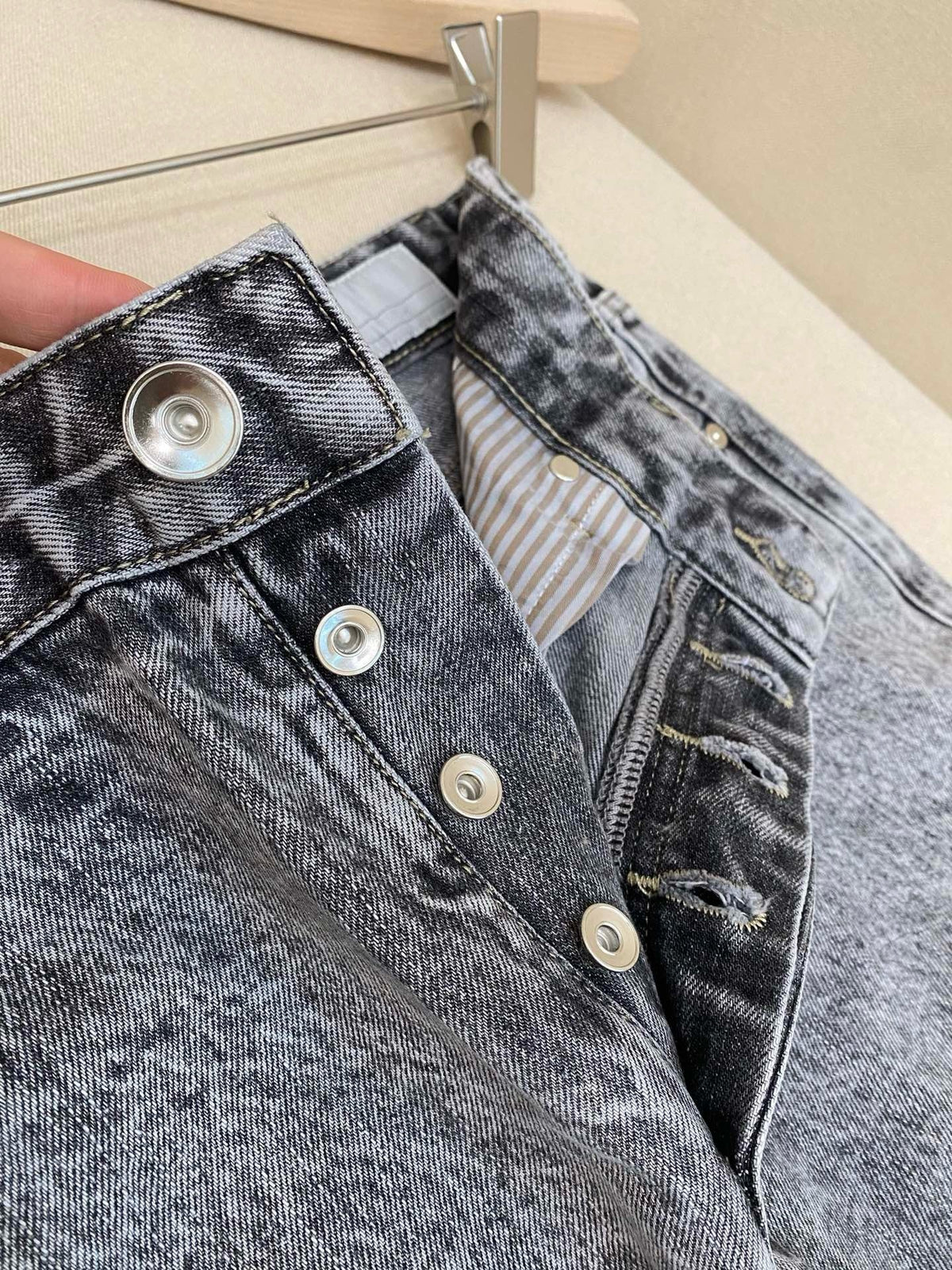 Grey Denim Acid Wash Straight - Women's