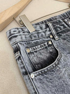 Grey Denim Acid Wash Straight - Women's