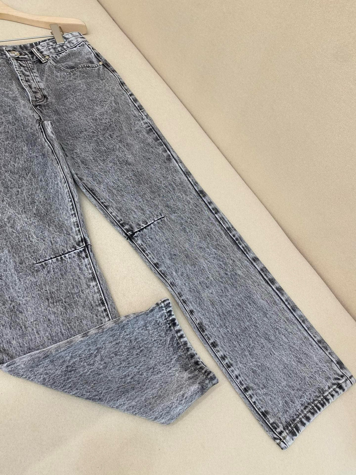 Grey Denim Acid Wash Straight - Women's