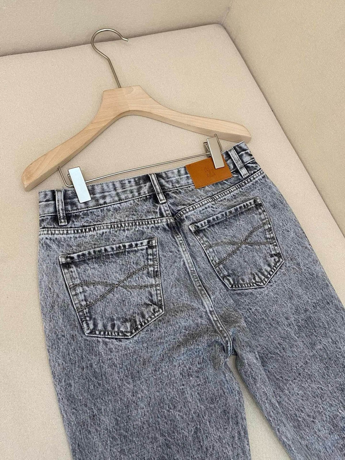 Grey Denim Acid Wash Straight - Women's